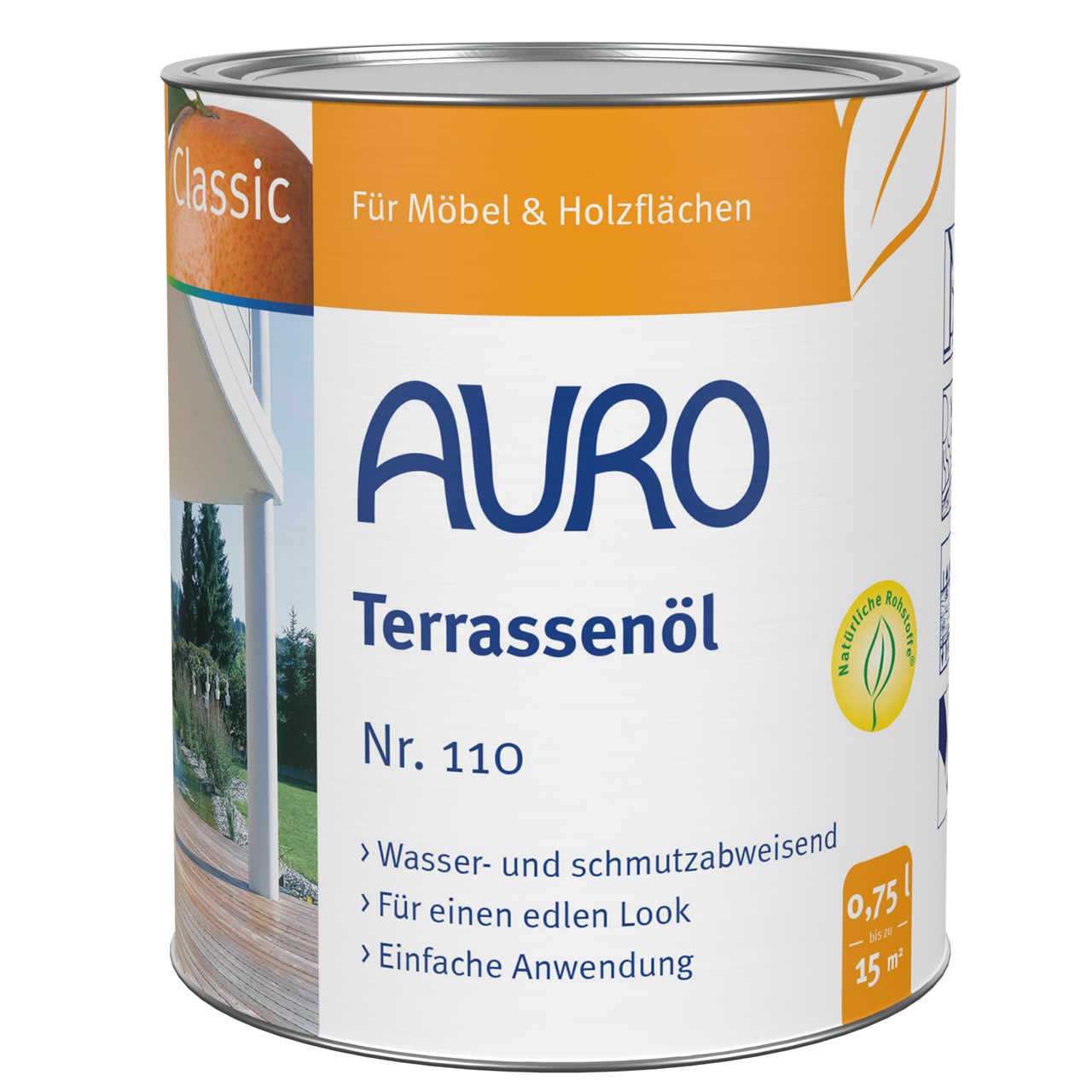 AURO Terrassenöl Nr. 110 – 0,75 l naturfarben, natürlicher Wetterschutz für Holzterrassen