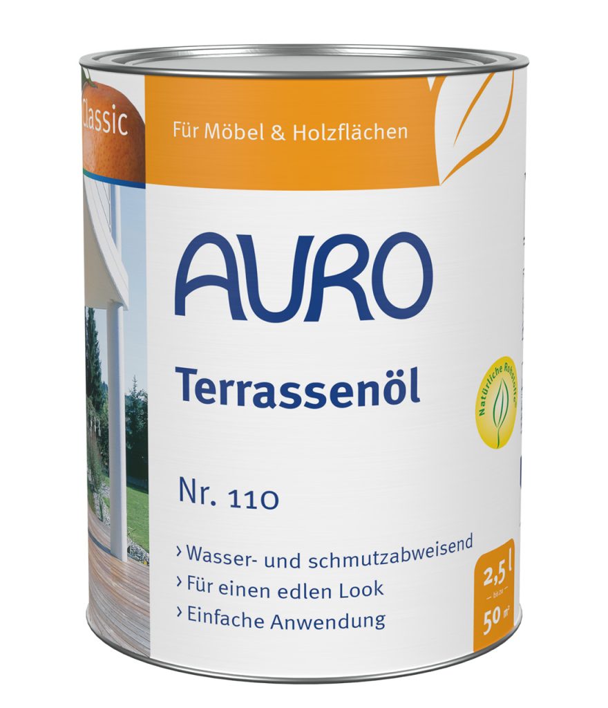 AURO Terrassenöl Nr. 110 – 2,5 l naturfarben, natürlicher Wetterschutz für Holzterrassen