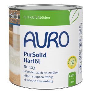 AURO PurSolid Hartöl Nr.123, 0,375 Liter Dose, lösemittelfrei, transparentes Holzöl für Innenbereiche.