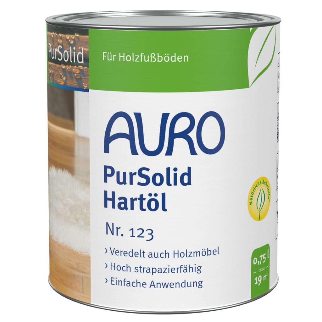 AURO PurSolid Hartöl Nr.123, 0,75 Liter Dose, transparentes, lösemittelfreies Holzöl für Innenbereiche.