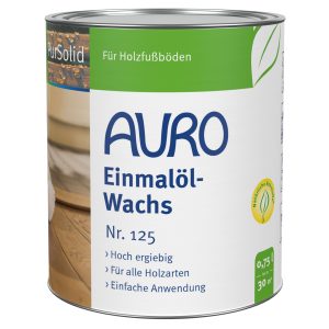 AURO Einmalöl-Wachs Nr. 125, 0,75 Liter Dose, naturfarbenes Label für Möbel und Fußböden.