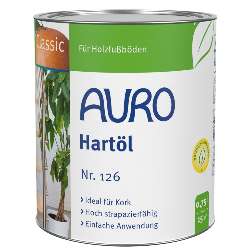 AURO Hartöl Nr. 126, naturfarben, 0,75 Liter Dose für Holz und Kork im Innenbereich.