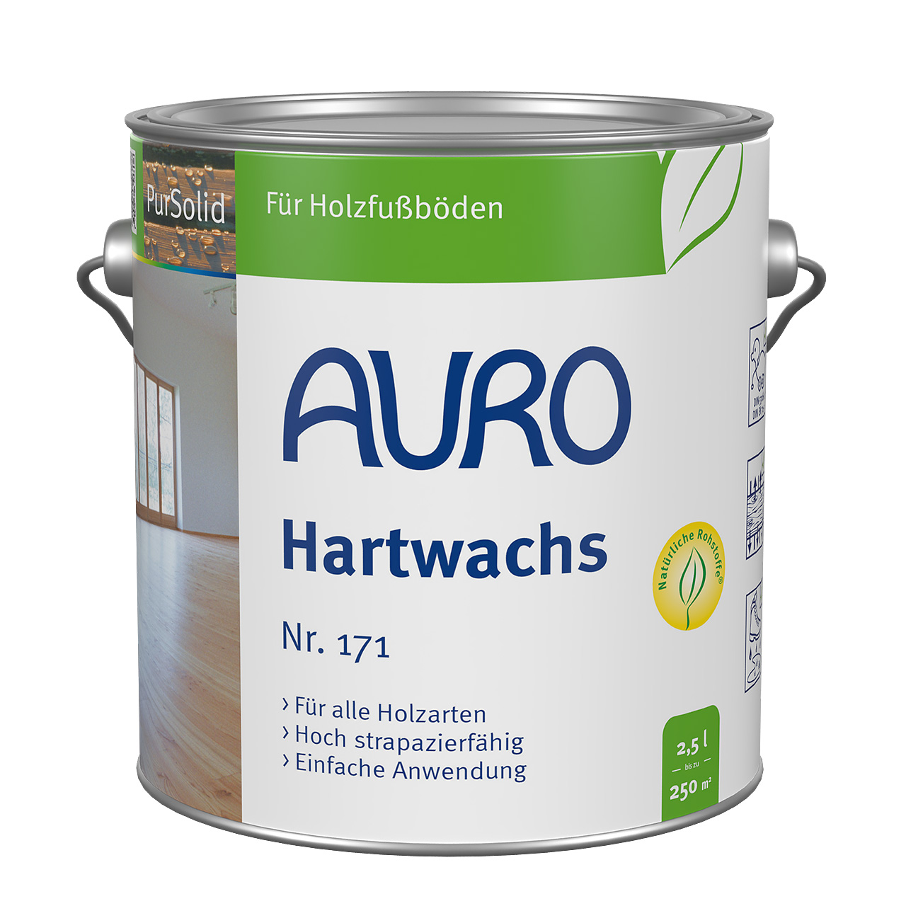 AURO Hartwachs Nr. 171 in 2,5 Liter Dose, PurSolid-Naturwachs für Holzböden und Möbel.
