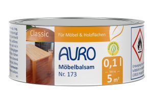 AURO Möbelbalsam Nr. 173, 0,1 Liter Dose mit Label und Bio-Siegel, Holzpflege für Möbel und Böden