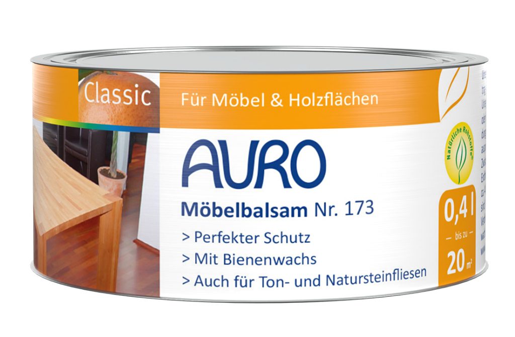 AURO Möbelbalsam Nr. 173, 0,4 Liter Dose, mit sichtbarem Label und Bio-Siegel, Holzpflege für Möbel