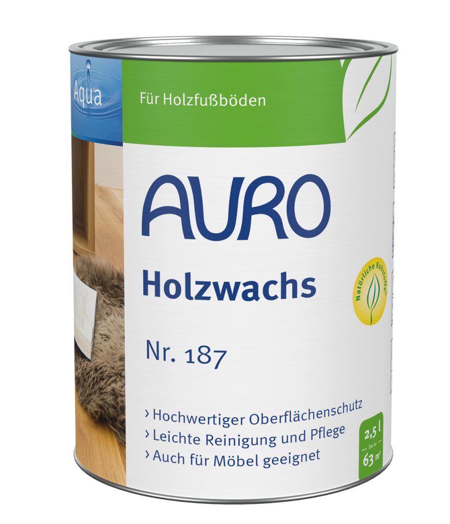 AURO Holzwachs Nr. 187, 2,5 Liter Dose, lösemittelfrei, mit Aqua-Label, schützt Holz und Linoleum