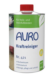 AURO Kraftreiniger Nr. 421 in 1 Liter Blechflasche mit weißem Etikett – starker Bodenreiniger für Naturböden.