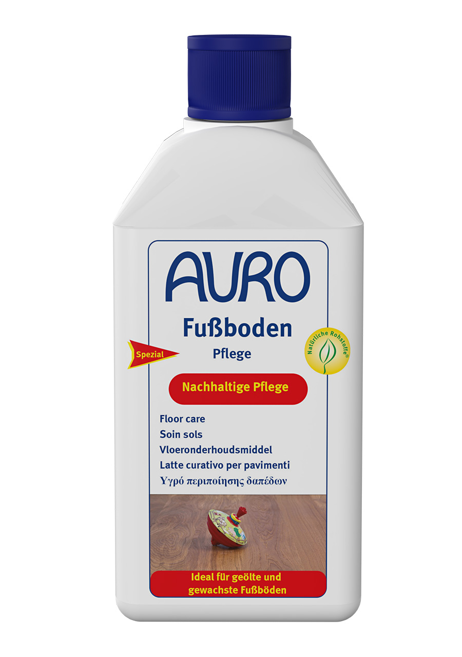 0,5 Liter Flasche AURO Fußboden-Pflege Nr. 437 mit weißem Etikett – Pflegemittel für behandelte Holzböden