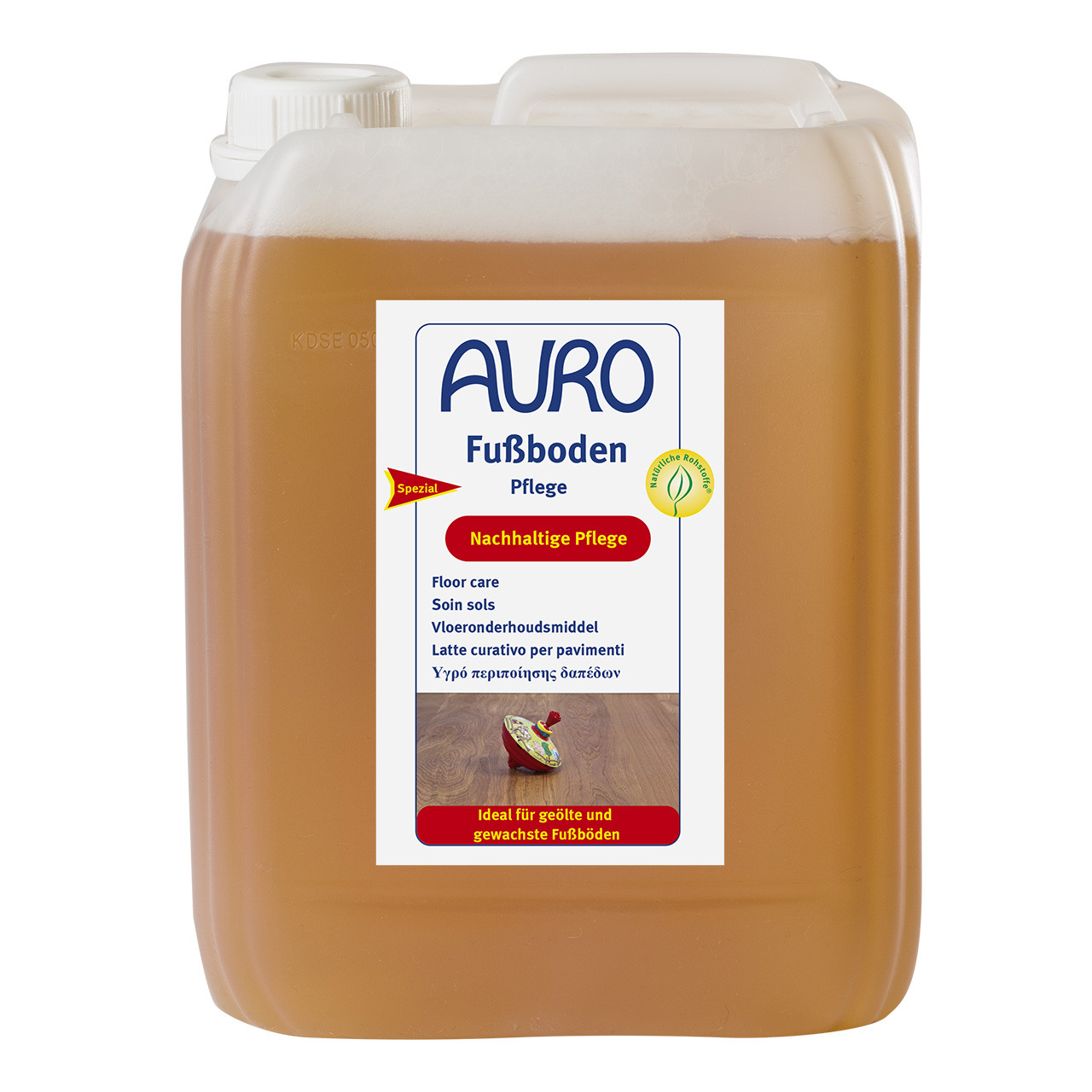 5 Liter Kanister AURO Fußboden-Pflege Nr. 437 mit weißem Etikett – Pflegemittel für geölte Holzfußböden