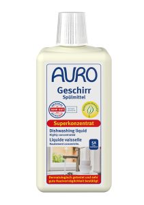 AURO Geschirrspülmittel Nr. 473 in 0,5 Liter Flasche mit weißem Etikett und sichtbarem Dermatest®-Siegel