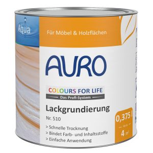 AURO Lackgrundierung Nr. 510 in 0,375 Liter Dose mit weißem Etikett, Spielzeugnorm-geeignet