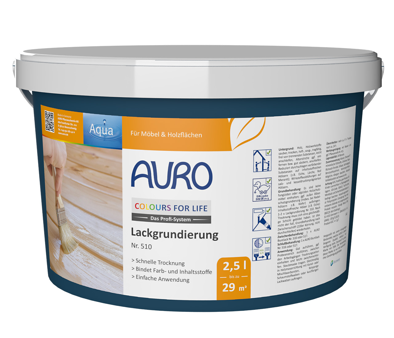Lasurbürste oval, helle Chinaborste mit Polyester