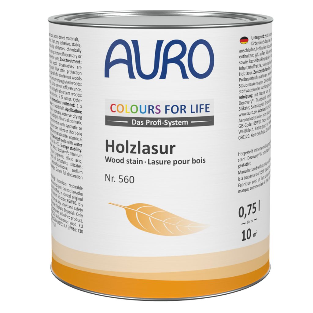 COLOURS FOR LIFE Holzlasur Nr. 560, 0,75 l, seidenmatt, lösemittelfrei, 65 Farbtöne, Innen- & Außenbereich