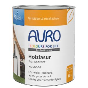 LasurbüCOLOURS FOR LIFE Holzlasur Nr. 560-01, 0,75 l, transparent, seidenmatt, lösemittelfrei, Innen- & Außenbereich, schützende Pflegerste oval, helle Chinaborste mit Polyester