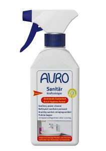 AURO Sanitär-Kraftreiniger Nr. 652, 0,5 Liter Sprühflasche, entfernt Kalkflecken und Seifenreste, sorgt für strahlenden Glanz und Hygiene.