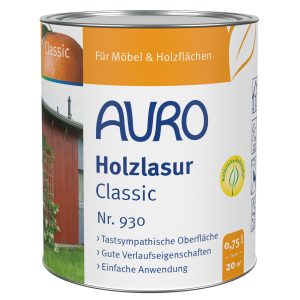 AURO Holzlasur Classic Nr. 930 0,75 Liter Dose, seidenglänzend, wetterfest, für Innen- und Außenbereich.